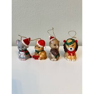 Vintage Ceramic Christmas Ornaments, Dog, Cat, Squirrel and Mouse Sri Lanka